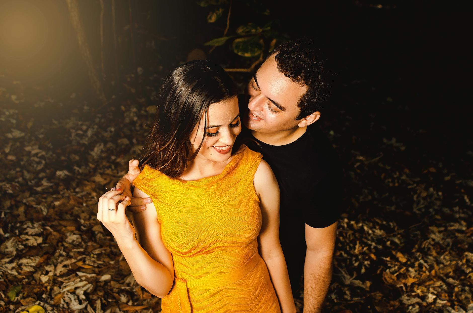 Caucasian couple in love united by matchmakers in Memphis smiling at each other